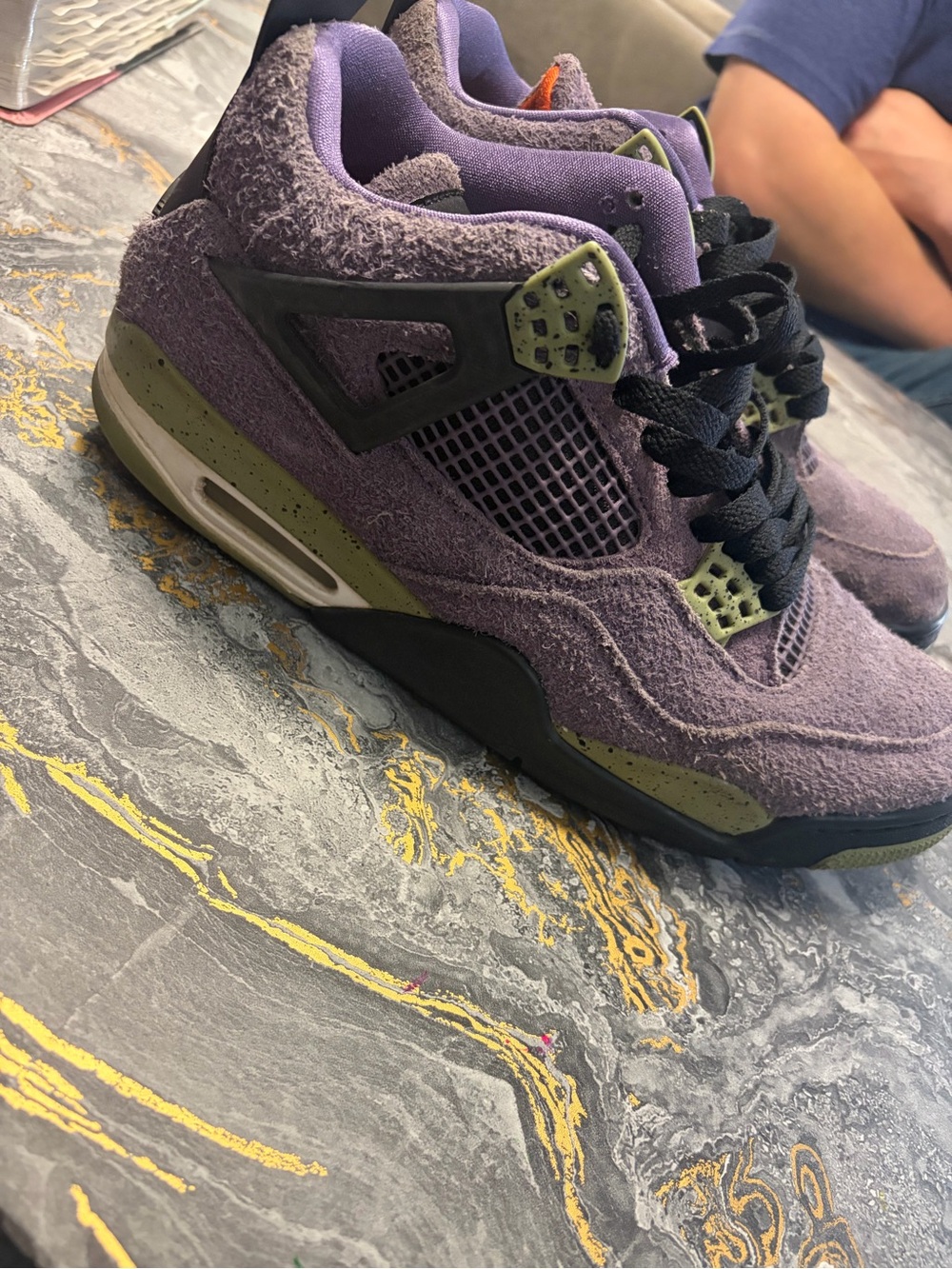 Jordan Men's retro 4 Canyon Purple Suede Athletic Shoes with Olive Accents sz 12